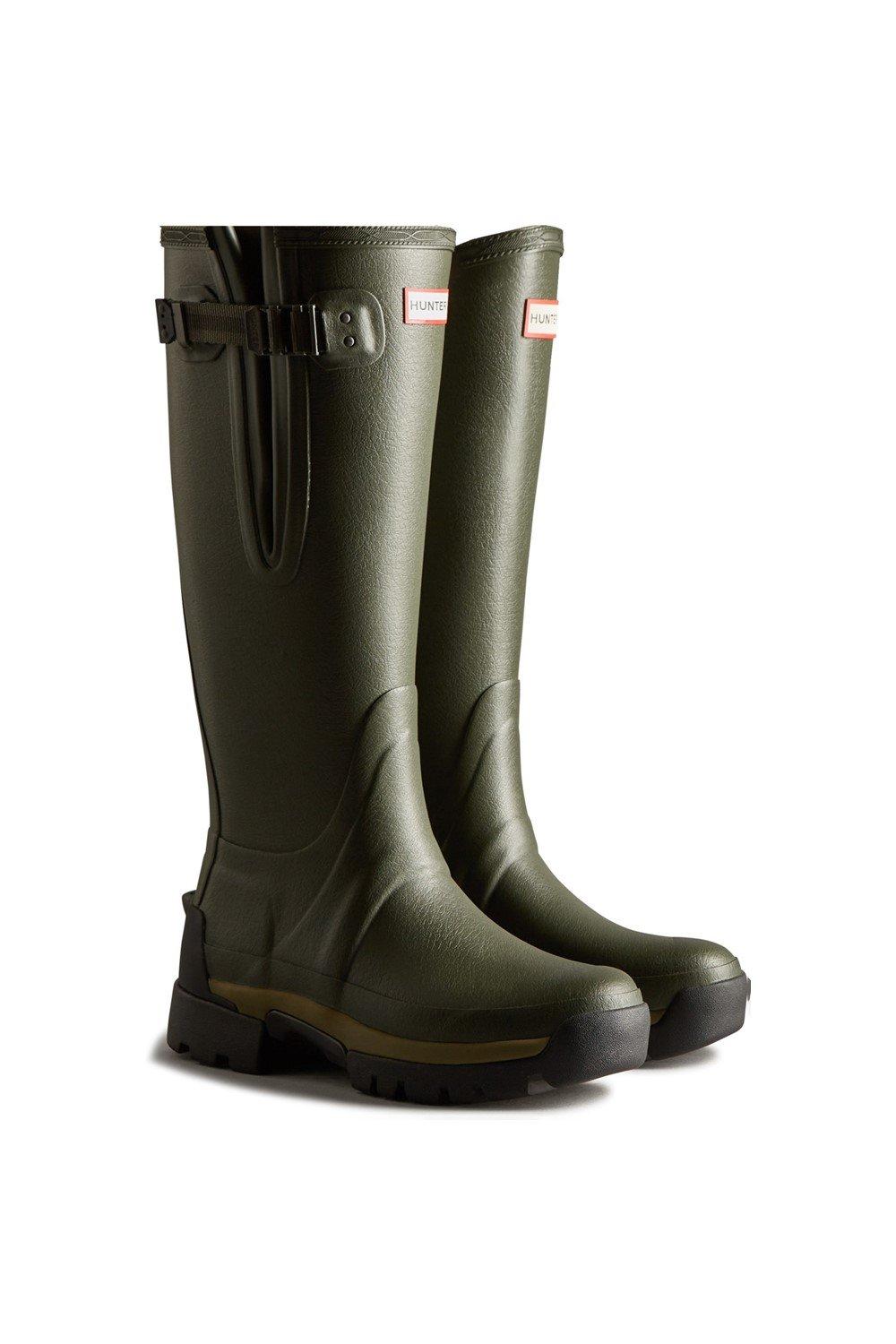 Dark Green Balmoral Adjustable Neoprene Lined Wellington Boot boohoo UK